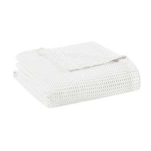 Beautyrest -  Twin Waffle Weave Cotton Blanket White: White